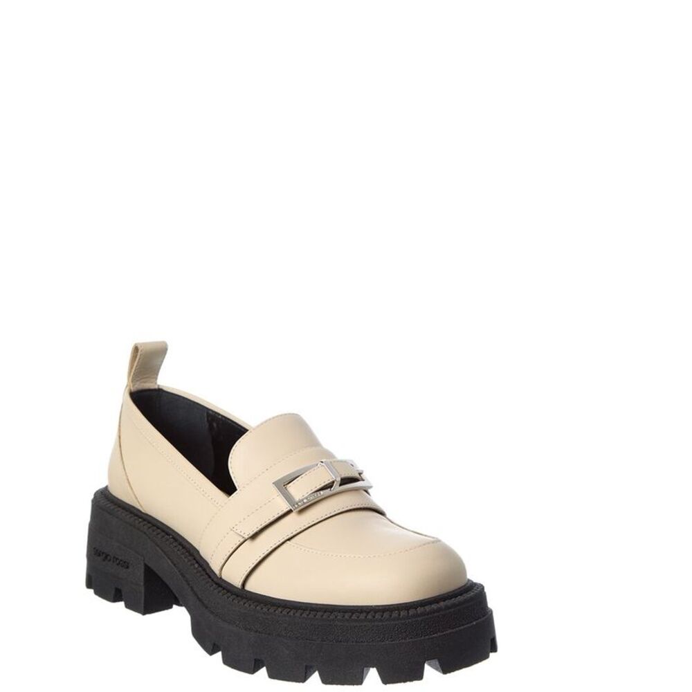 Sergio Rossi Alicia 90 Leather Platform Loafer, White